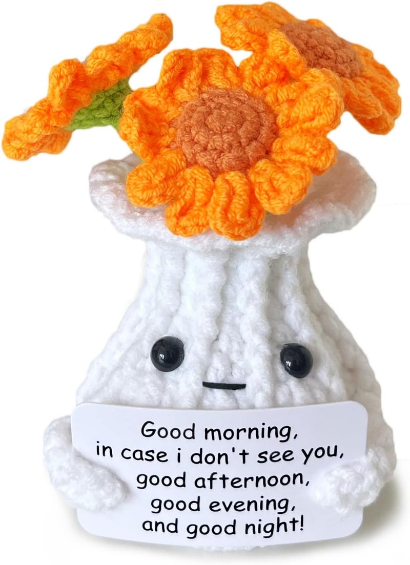RFUYIR Valentines Inspirational Gifts for Women Galentines Day Emotional Support Crochet Sunflower Crochet Flowers Desk Decor Bedroom Decor Gifts for Her Coworker Friends - Image 1